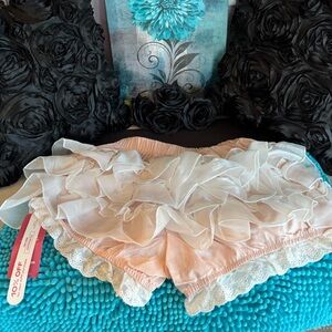ROMWE Kawaii Pink & White Ruffle Shorts 🎀 Coquette Fairycore Bloomers NWT Size 4